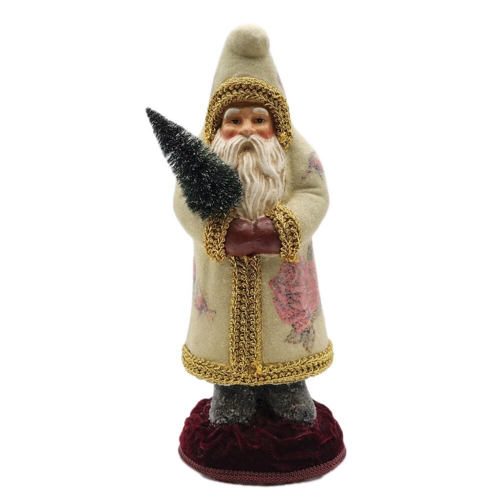 Katherine’s Collection Wayne Kleski Santa gold trim beige coat 12 inch rare